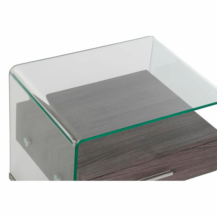 Mesa de cabeceira DKD Home Decor castanho escuro cinza cristal 50 x 40 x 45,5 cm