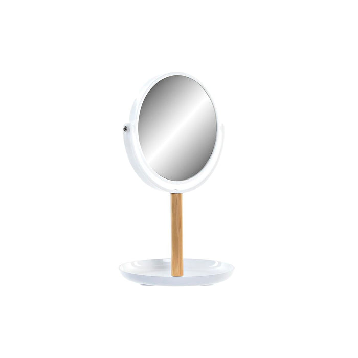 DKD Home Decor Espelho Natural Bambu Branco Alumínio Poliestireno 17 x 17 x 31 cm