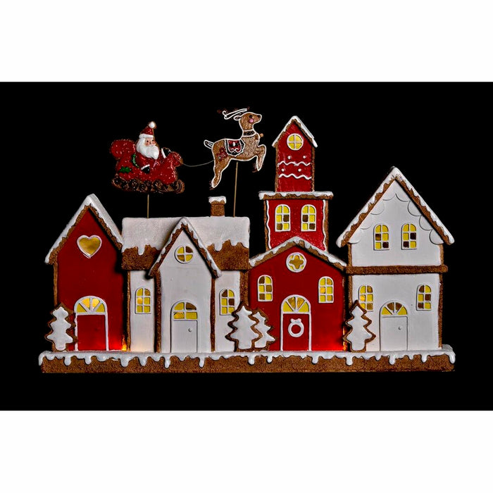 Decoração de Natal DKD Home Decor Casa Branco Vermelho Resina 41 x 7,5 x 27 cm