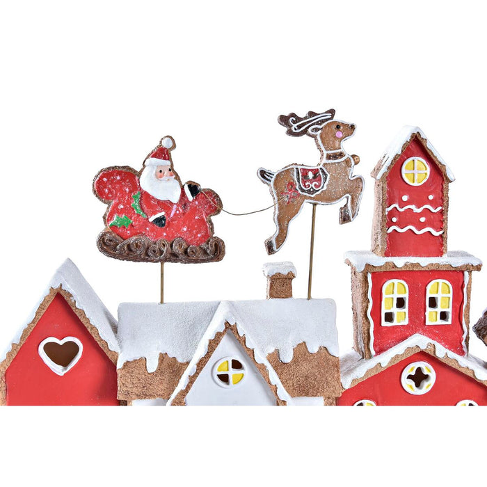 Decoração de Natal DKD Home Decor Casa Branco Vermelho Resina 41 x 7,5 x 27 cm