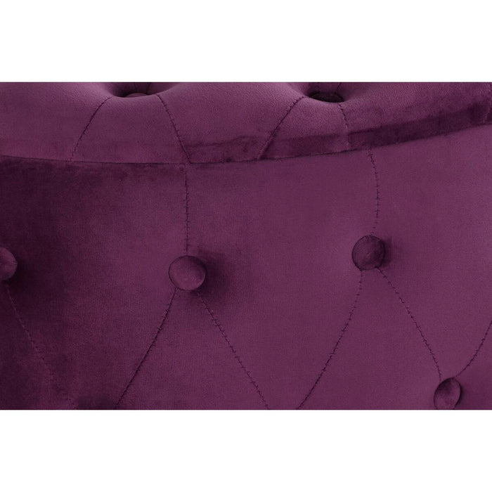 Poggiapiedi DKD Home Decor Porpora Poliestere Bordeaux Legno MDF (70 x 70 x 42 cm)