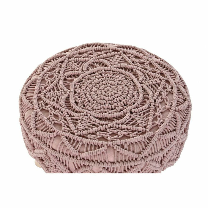 Reposapiés DKD Home Decor Natural Rosa Claro Madera Boho Macramé 53 x 53 x 31 cm