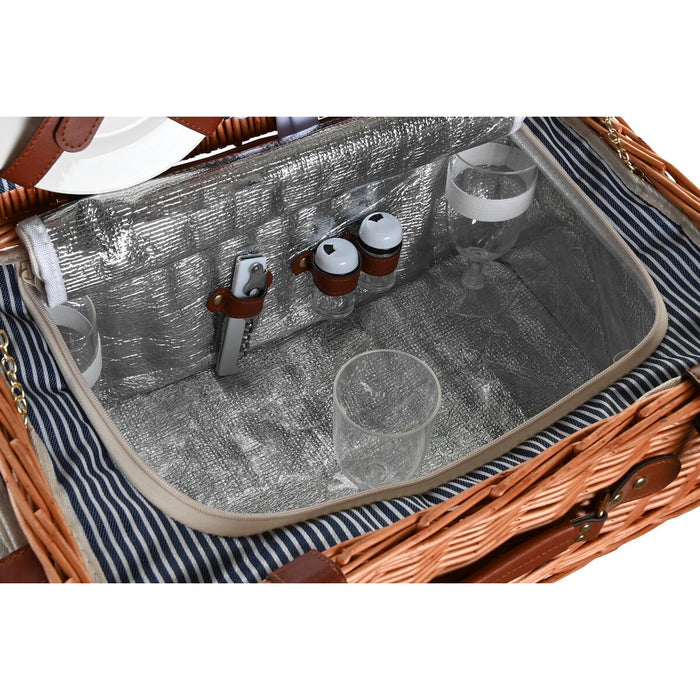 Cesta de picnic DKD Home Decor de mimbre marrón marino 46 x 30 x 20 cm
