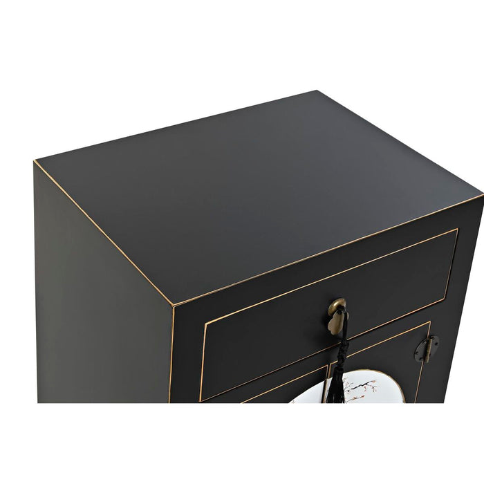 Mesa de cabeceira DKD Home Decor branco preto dourado madeira de abeto MDF 45 x 36 x 66 cm