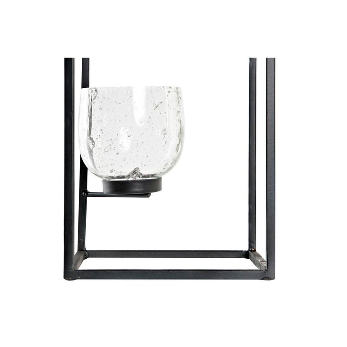 DKD Home Decor Cristal Preto Castiçal Transparente 18 x 18 x 76 cm Ferro