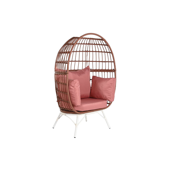 Poltrona de Jardim DKD Home Decor 99 x 71 x 147 cm Metal Terracota Rattan Sintético Branco