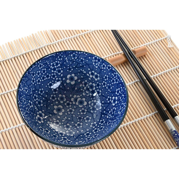 Conjunto de sushi para decoração de casa DKD 14,5 x 14,5 x 31 cm Grés oriental azul preto (16 peças)