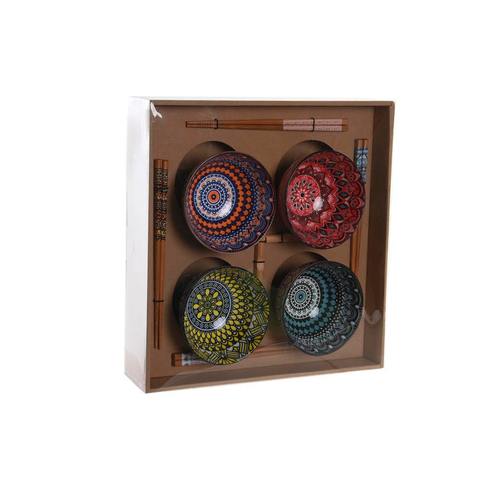 Set per Sushi DKD Home Decor 34 x 34 x 6,5 cm Multicolore Mandala Gres Orientale (12 Unità)