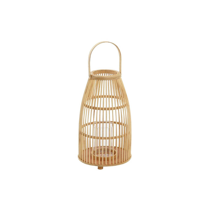 DKD Home Decor Portavelas de bambú de cristal (25 x 25 x 56 cm)