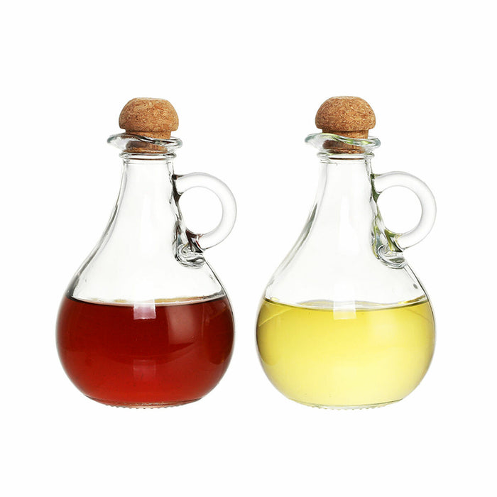 Set de Aceite y Vinagre DKD Home Decor 9 x 9 x 14,5 cm Corcho Cristal Transparente 230 ml 2 Unidades