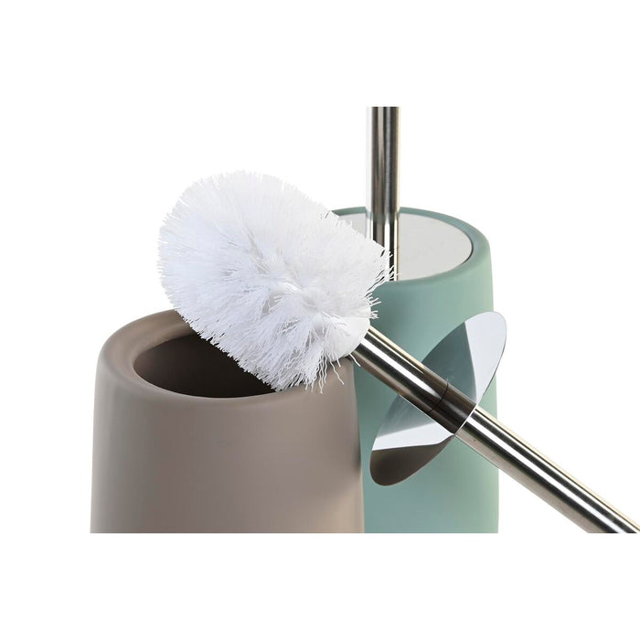 Escova Sanitária DKD Home Decor 11 x 11 x 41 cm Bege Aço Inoxidável Verde Dolomita (2 Unidades)