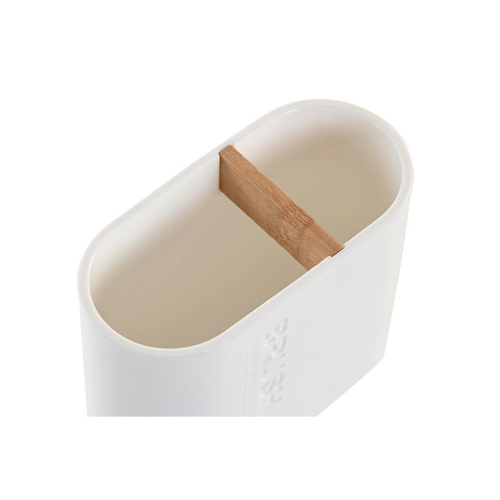 Portaspazzolini da Denti DKD Home Decor Bianco Naturale Bambù polipropilene 11,5 x 5,5 x 10,5 cm (12 Unità)
