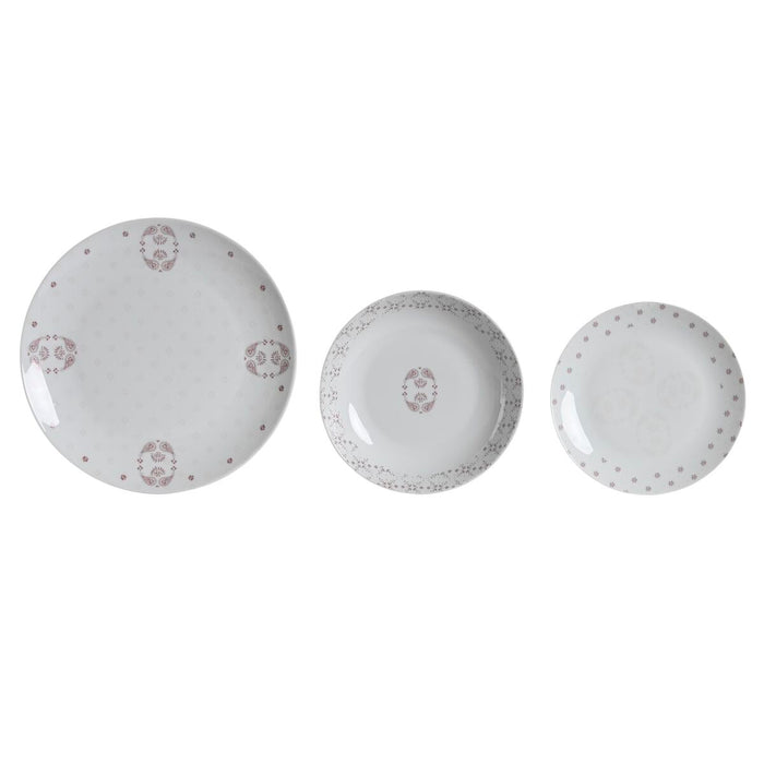 Conjunto de Louça DKD Home Decor Porcelana Branca Rosa Scandi 18 Peças 27 x 27 x 3 cm