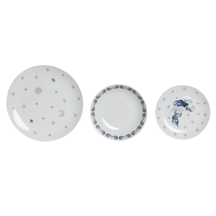 Conjunto de Louça DKD Home Decor Porcelana Azul Claro Branco 18 Peças 27 x 27 x 3 cm