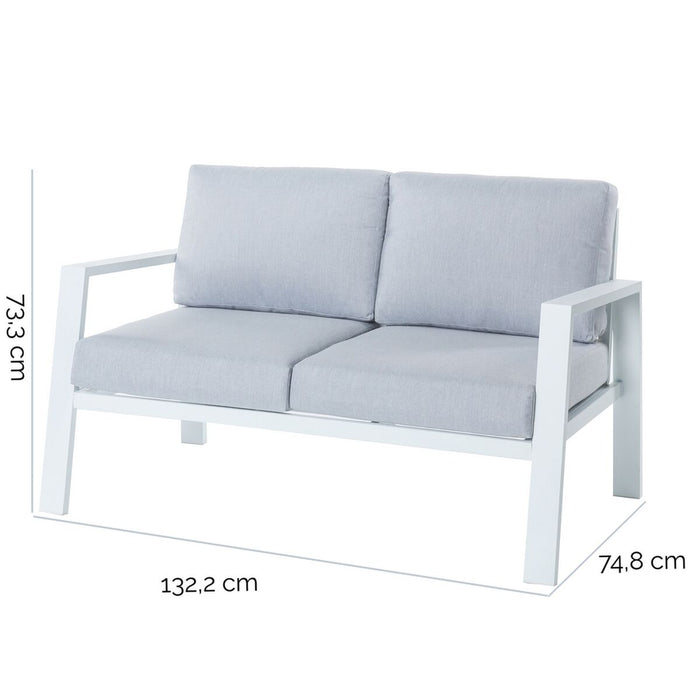 Sofá de 2 plazas Thais 132,20 x 74,80 x 73,30 cm Aluminio