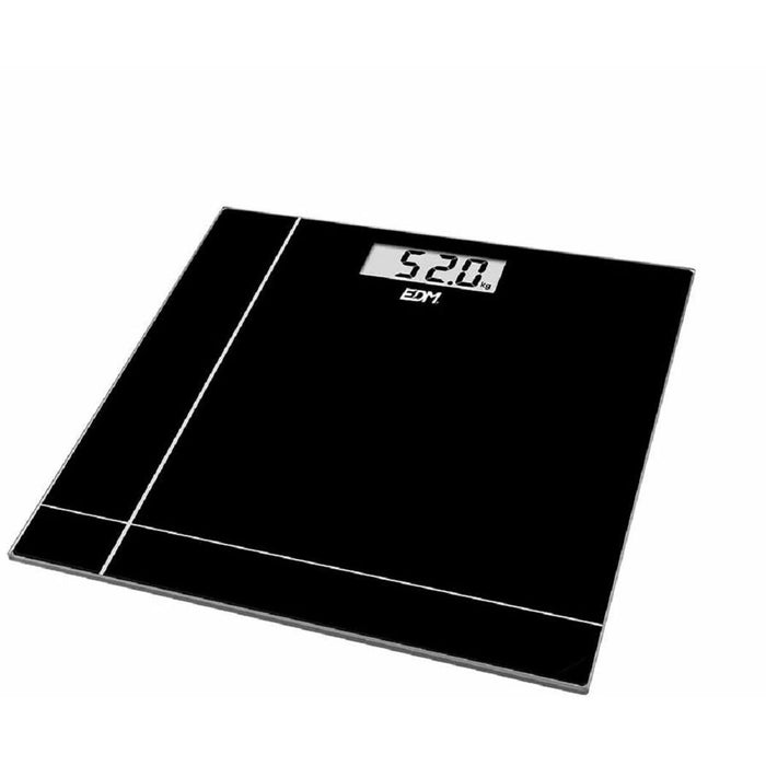 Báscula de Baño Digital EDM Cristal Negro 180 kg (26 x 26 x 2 cm)