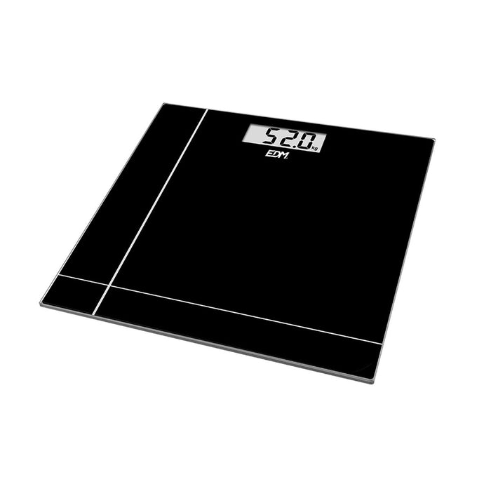 Bilancia Digitale da Bagno EDM Cristallo Nero 180 kg (26 x 26 x 2 cm)