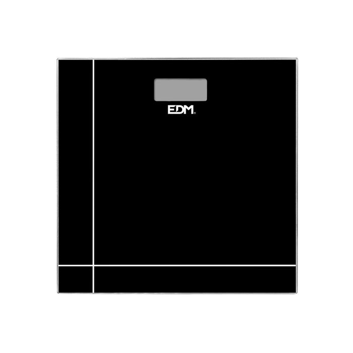 Balança de banheiro digital EDM cristal preto 180 kg (26 x 26 x 2 cm)