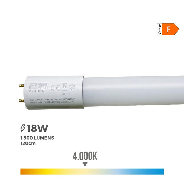 Tubo LED EDM F 18 W T8 1500 lm Ø 2,6 x 120 cm (4000 K)