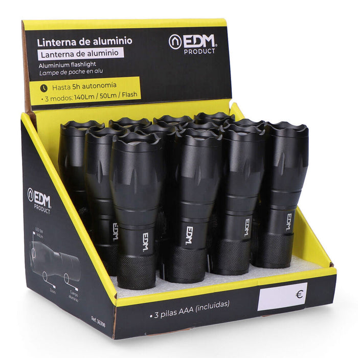 Lanterna LED EDM Cree XML-T6 Zoom Preto Alumínio 5 W 140 Lm