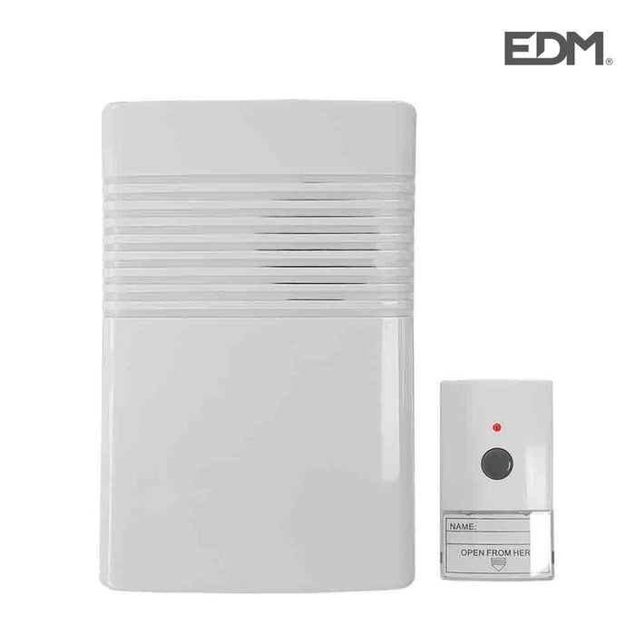 Campainha sem fio com botão EDM 80 dB 14,8 x 9,7 x 4 cm (12 V)