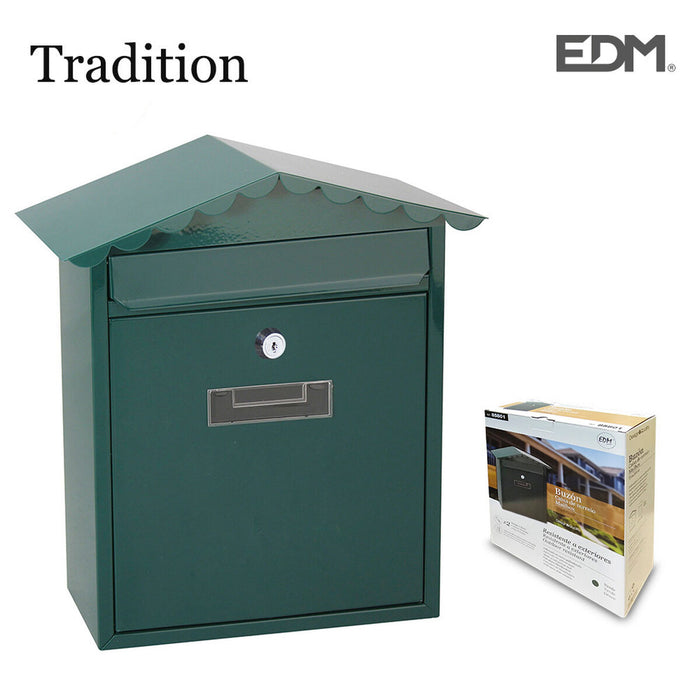 Caixa de correio EDM Tradition Steel Green (26 x 9 x 35,5 cm)