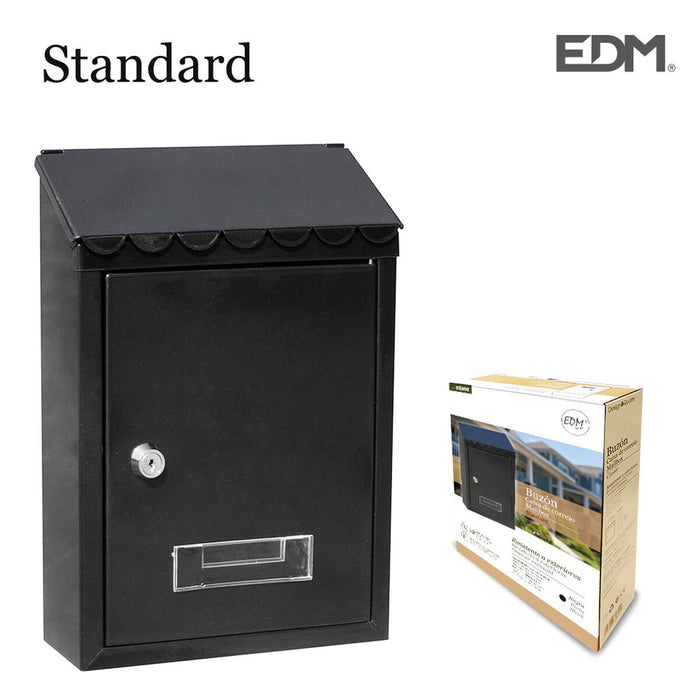 Buzón EDM Standard 21 x 6 x 30 cm Acero Negro