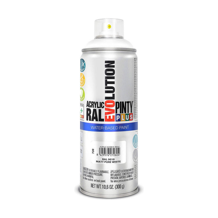 Pintyplus Evolution RAL 9010 Tinta spray à base de água branca pura mate 400 ml