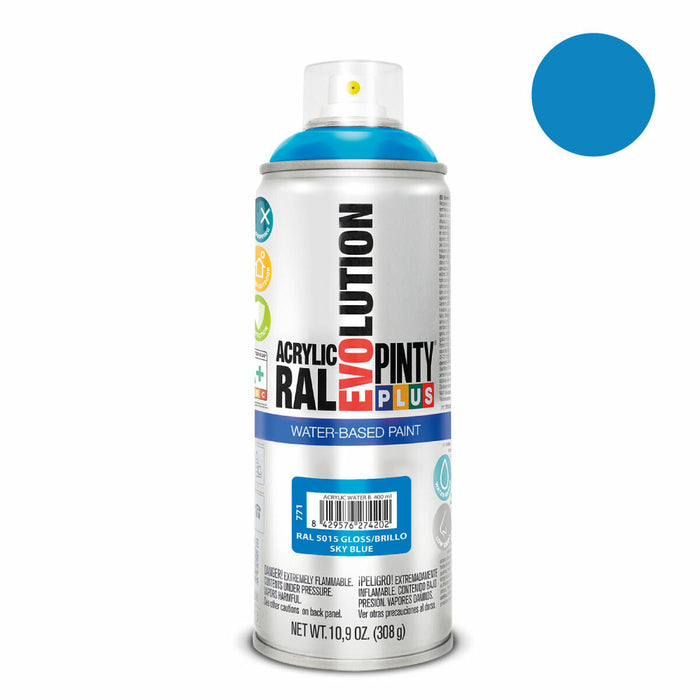 Tinta Spray Pintyplus Evolution RAL 5015 Base Água Azul Céu 400 ml