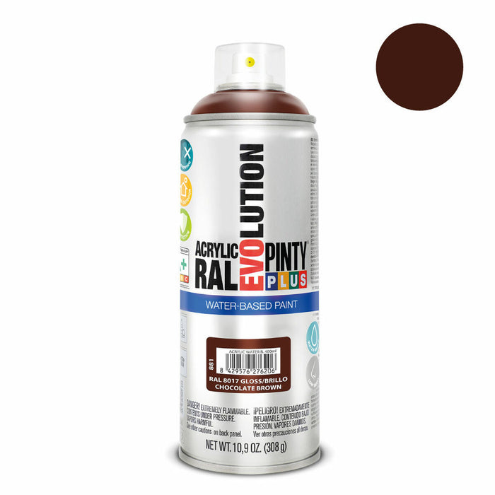 Pintura en spray Pintyplus Evolution RAL 8017 Base agua Chocolate 400 ml