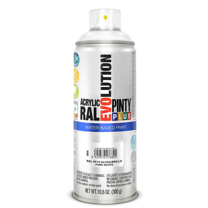 Vernice spray Pintyplus Evolution RAL 9010 400 ml Base d'acqua Pure White