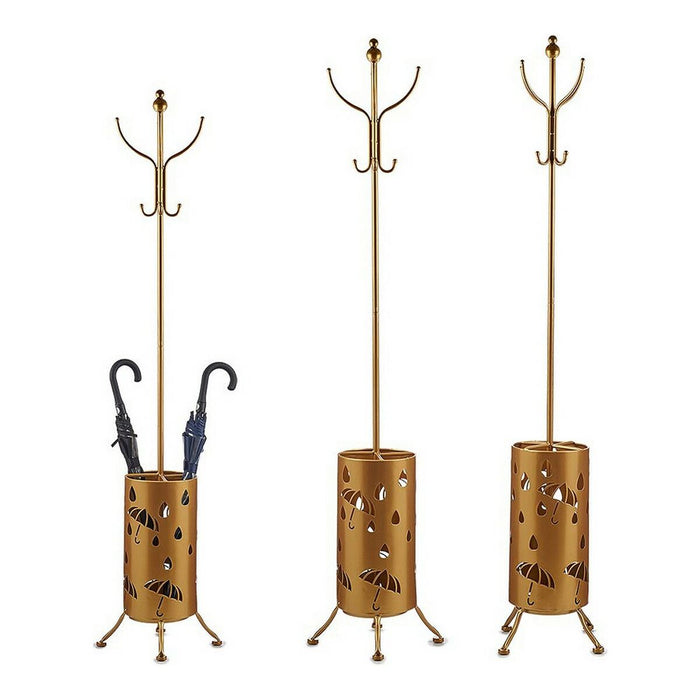Suporte de guarda-chuva de metal dourado (44 x 185 x 44 cm)