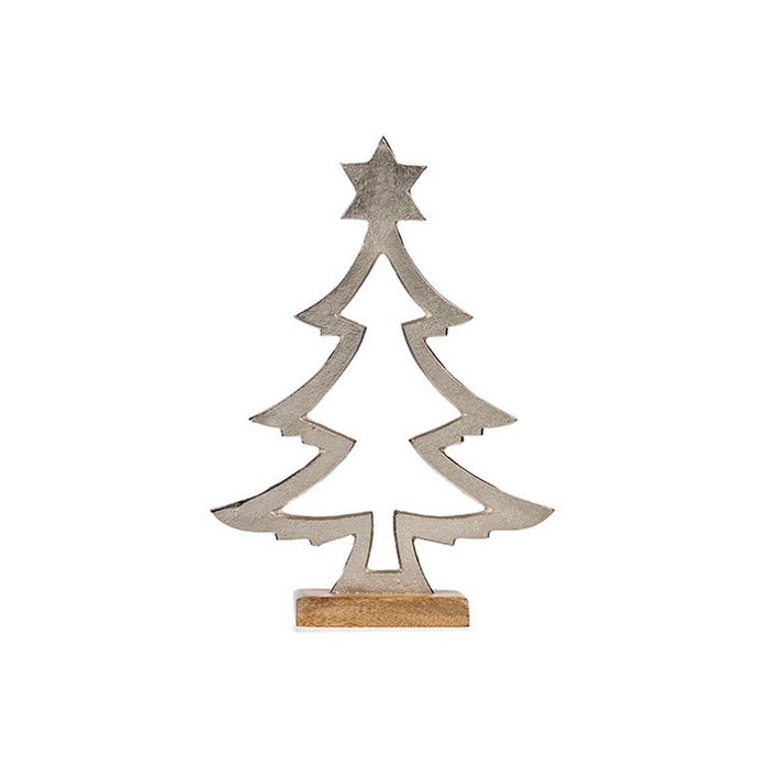 Albero di Natale Sagoma 4,6 x 39 x 27 cm Argentato Metallo Legno