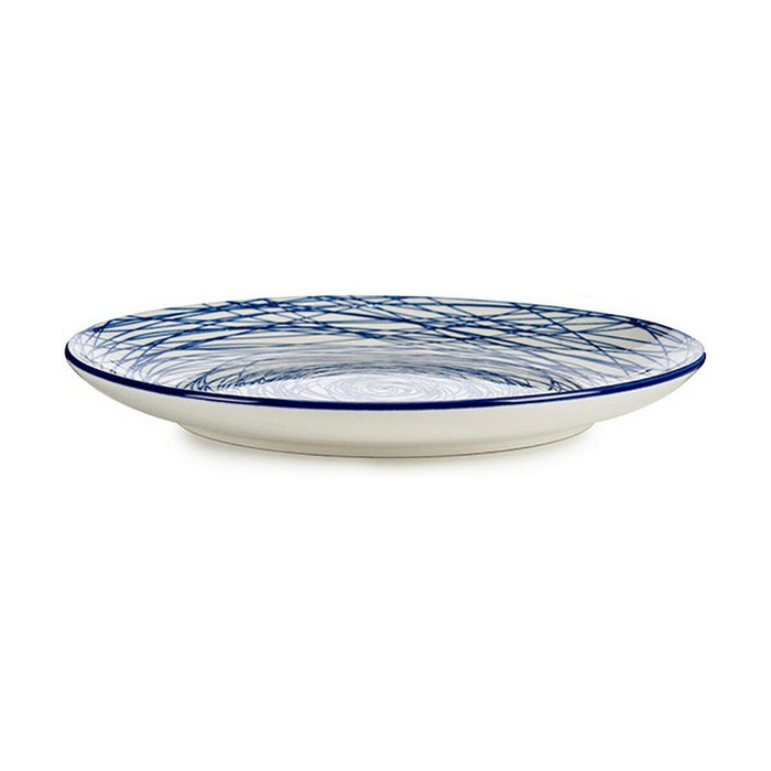 Piatto da pranzo Righe Azzurro Bianco Porcellana 24 x 2,8 x 24 cm