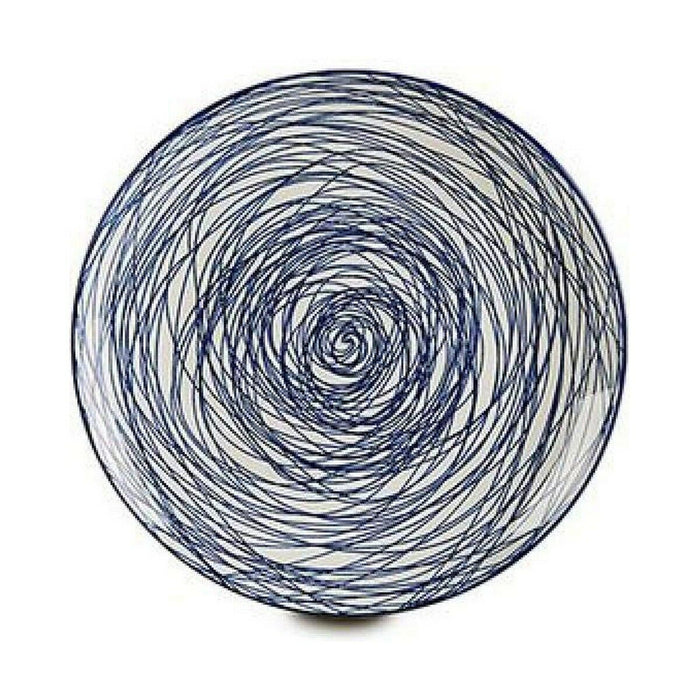 Prato listrado Azul Claro Branco Porcelana 24 x 2,8 x 24 cm