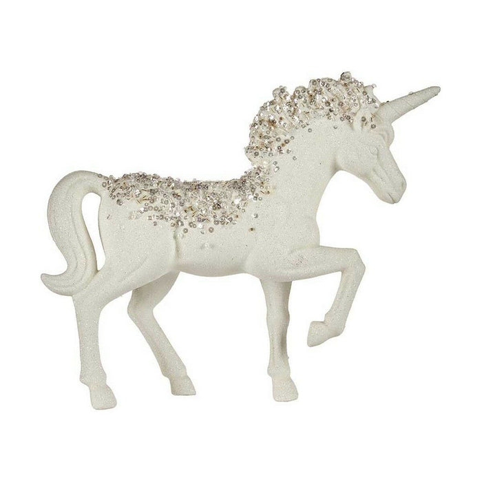 Statua Decorativa Unicorno 9,5 x 31 x 40 cm Bianco Plastica