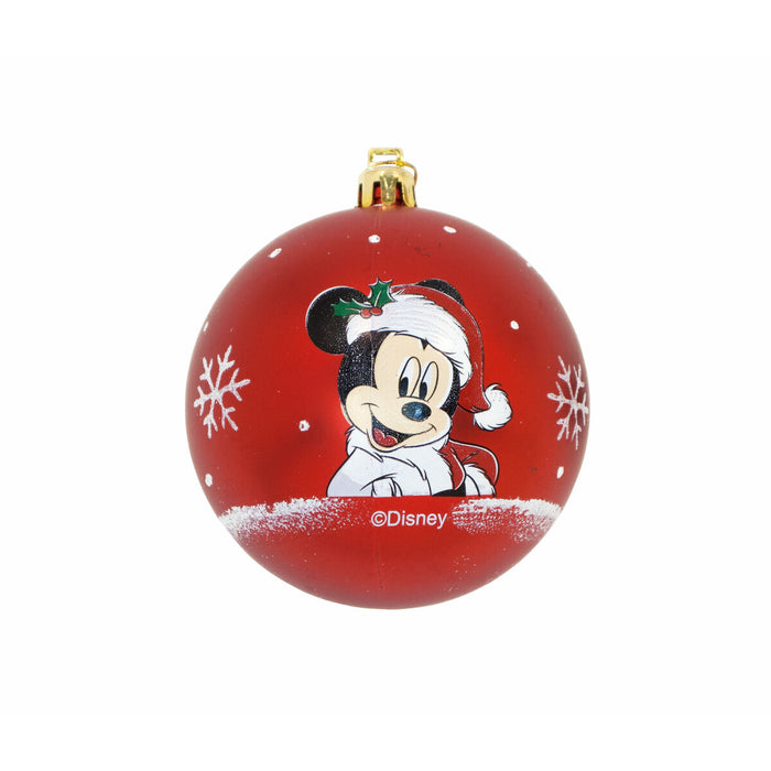 Bola de Natal Mickey Mouse Sorrisos Felizes 6 Unidades Plástico Vermelho (Ø 8 cm)