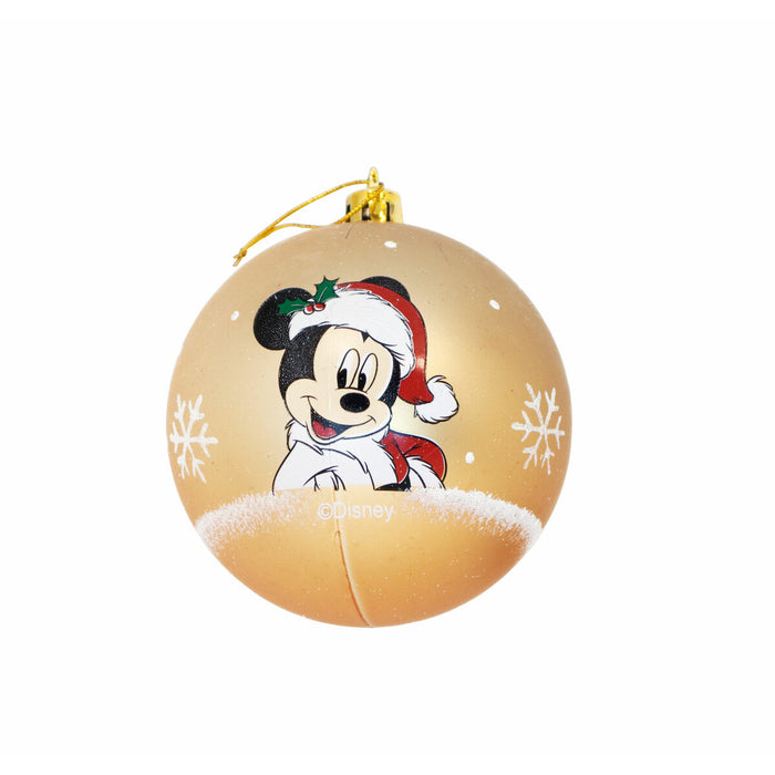 Bola de Natal Mickey Mouse Sorrisos Felizes Dourado 6 Unidades Plástico (Ø 8 cm)