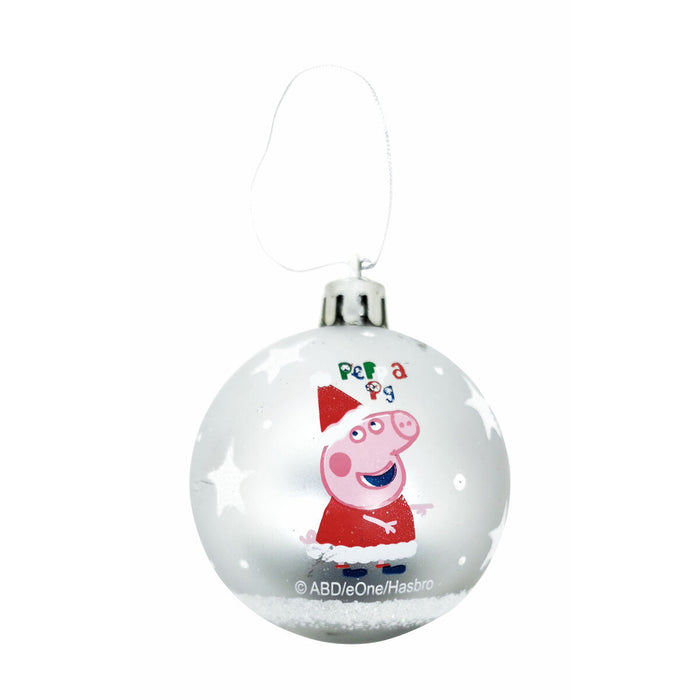 Bola Navidad Peppa Pig Cosy corner Plata 6 Unidades Plástico (Ø 8 cm)