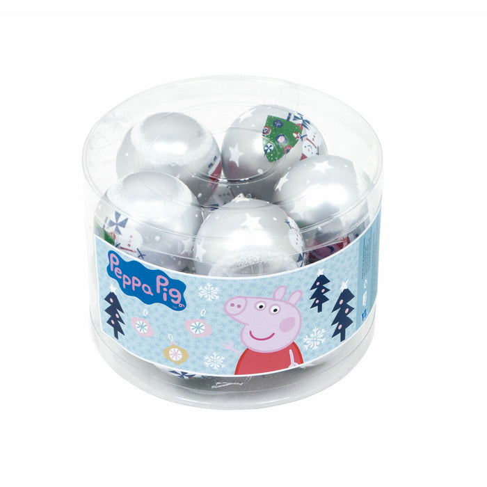 Bola de Natal Peppa Pig Cozy corner Prata 10 Unidades Plástico (Ø 6 cm)