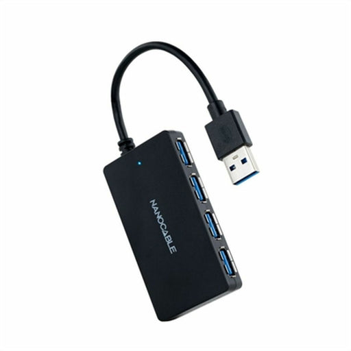 Hub USB NANOCABLE Hub USB 3.0 con 4 Puertos de USB 3.0, USB-A/M-USB 3.0/H, Negro, 15 cm Nero