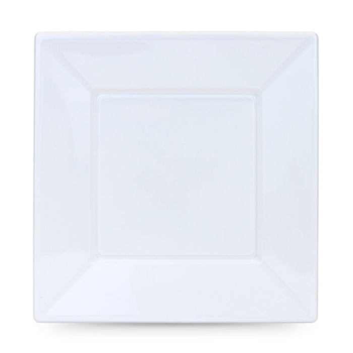 Conjunto de Prato Reutilizável Algon Quadrado Plástico Branco 23 cm 12 Unidades