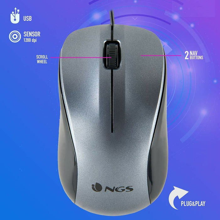Mouse Ottico Mouse Ottico NGS NGS-MOUSE-1091 1200 DPI Grigio