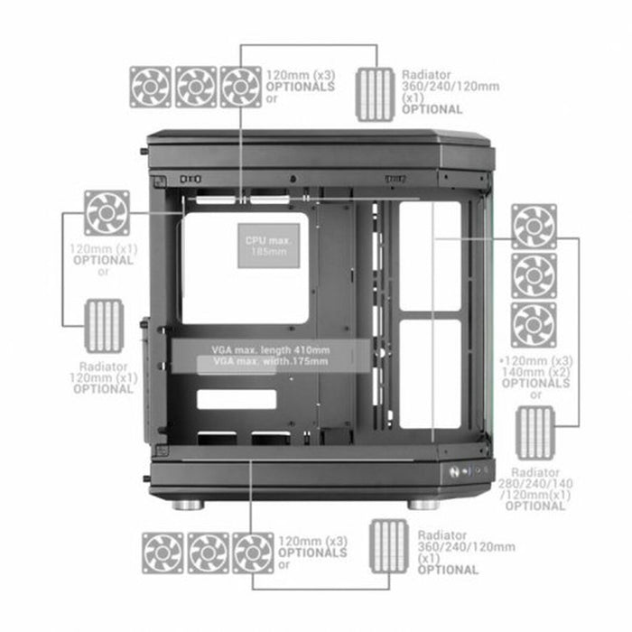 Case computer desktop ATX Mars Gaming MC-3T Azzurro Nero