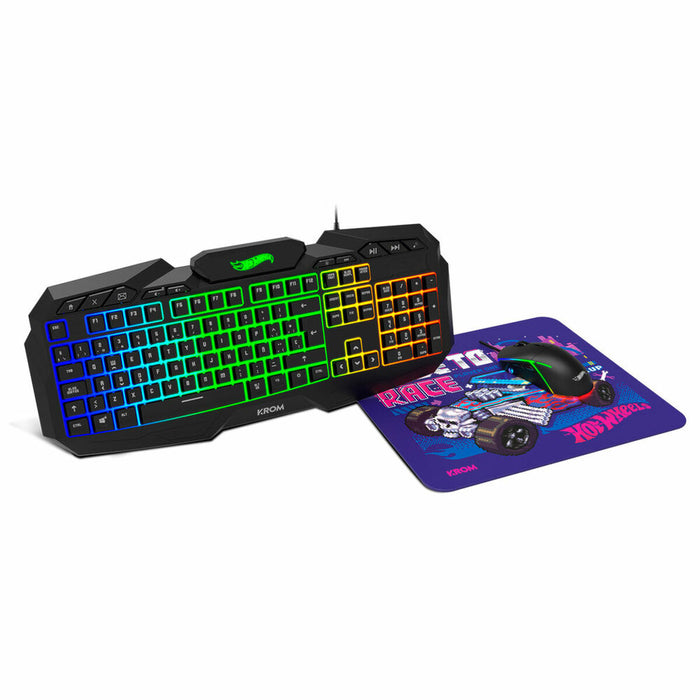 Tastiera e Mouse Gaming Krom HOTWHEELS Qwerty in Spagnolo