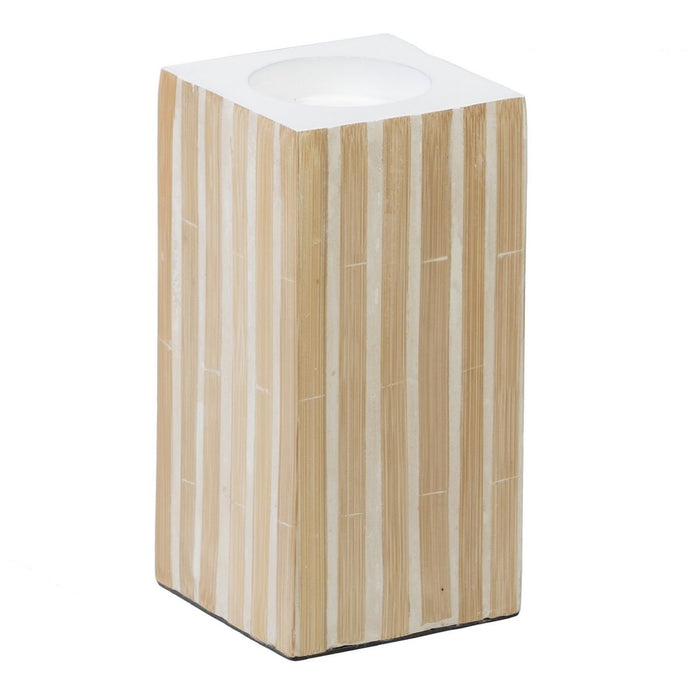 Portacandele Beige Bambù Legno MDF 10,5 x 10,5 x 21 cm