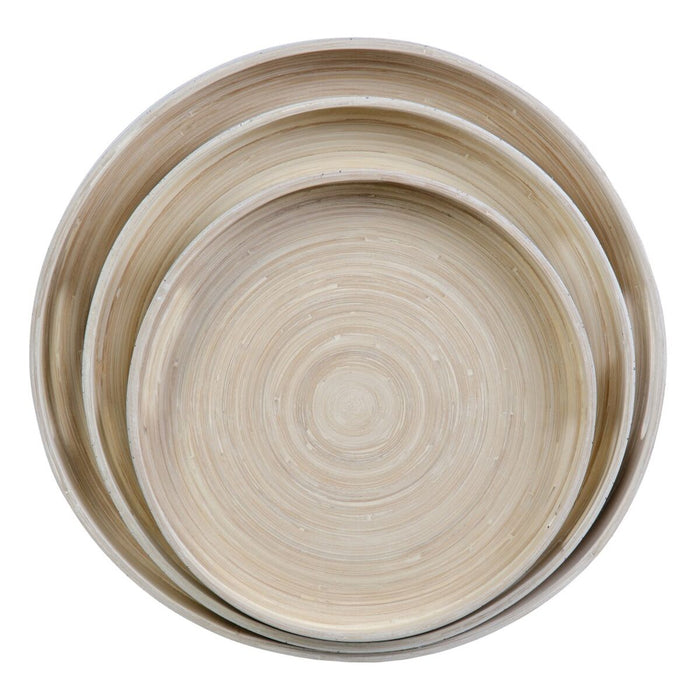 Vassoio per aperitivi Naturale 40 x 40 x 5 cm Bianco Bambù 3 Pezzi