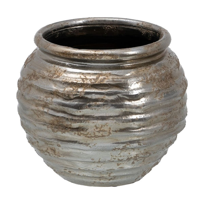 Vaso Cerâmica Prata 30 x 30 x 27 cm