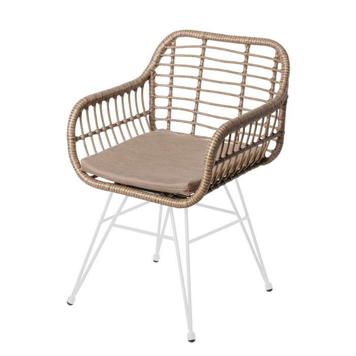 Ariki cadeira de jardim 57 x 62 x 80 cm vime sintético aço branco