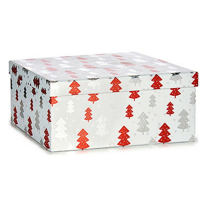 Conjunto de Caixas Decorativas Árvore de Natal Natal Vermelho Prata Branco Papelão